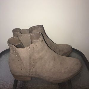 tan slip on booties